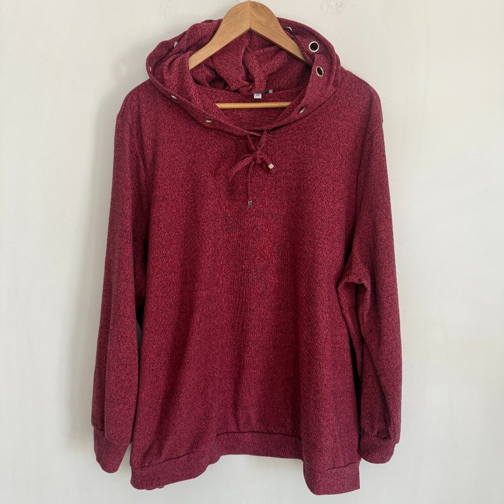 My Style Woman Red Hooded Long Sleeves Pullover Hoodie Shirt Plus Size 3X
